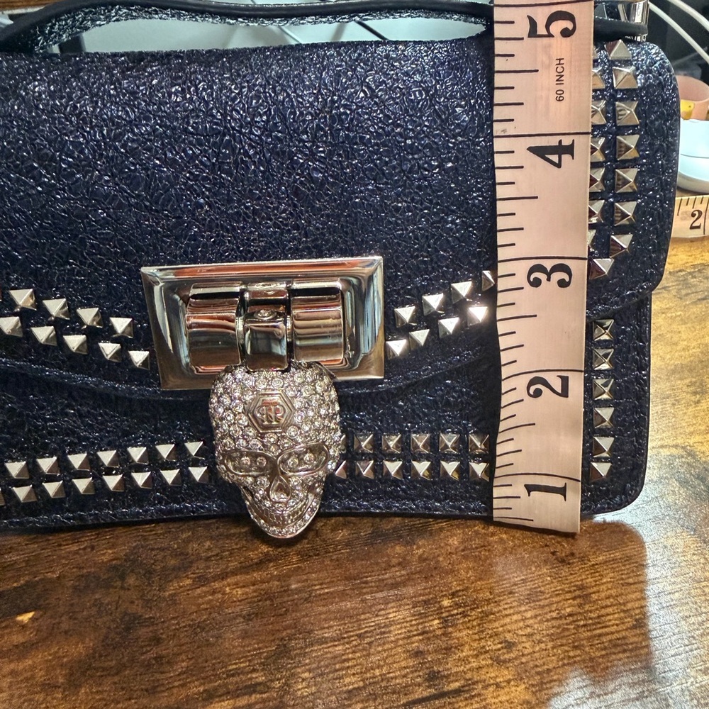 Glamorous Black Skull Embellished Crossbody Bag - Picture 10 of 12